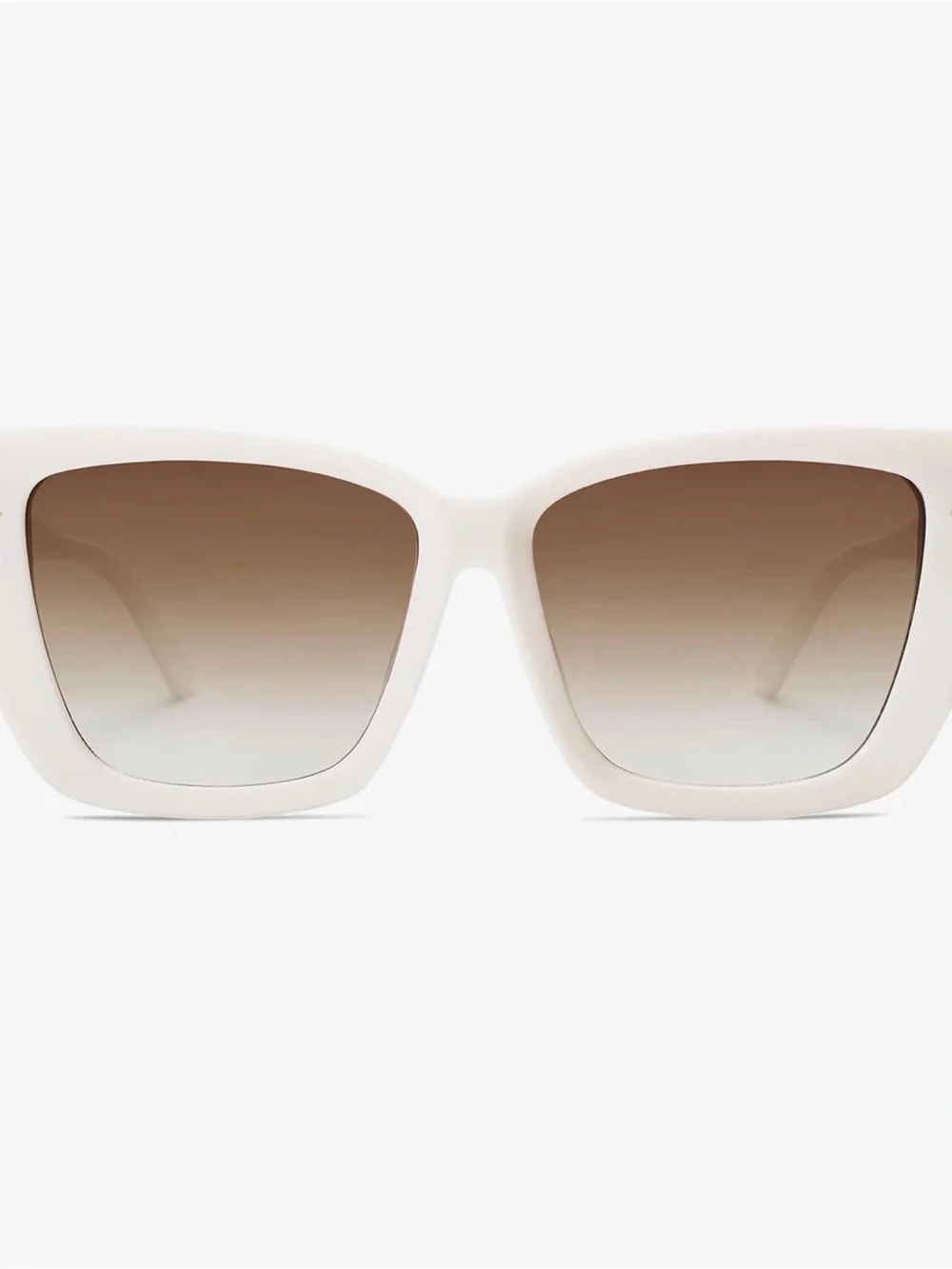 Oversized White Square Sunglasses with Brown Gradient Lenses